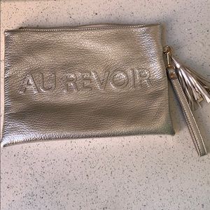 NWT large Metallic silver clutch/wristlet